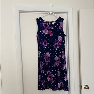 Susan Graver Navy and Pink Polka Dot Dress